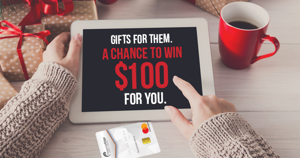 Get a chance to win one of (3) $100 cash prizes by spending $1000 on your card now until December 22, 2018
